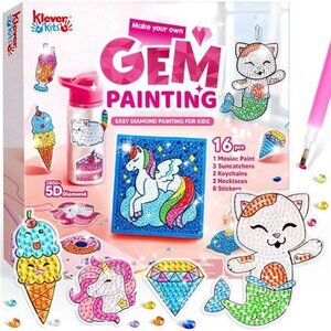 16 Projects Gem Painting, Kids Diamond Gem Painting Kit with 5D Gem, Arts& Craft